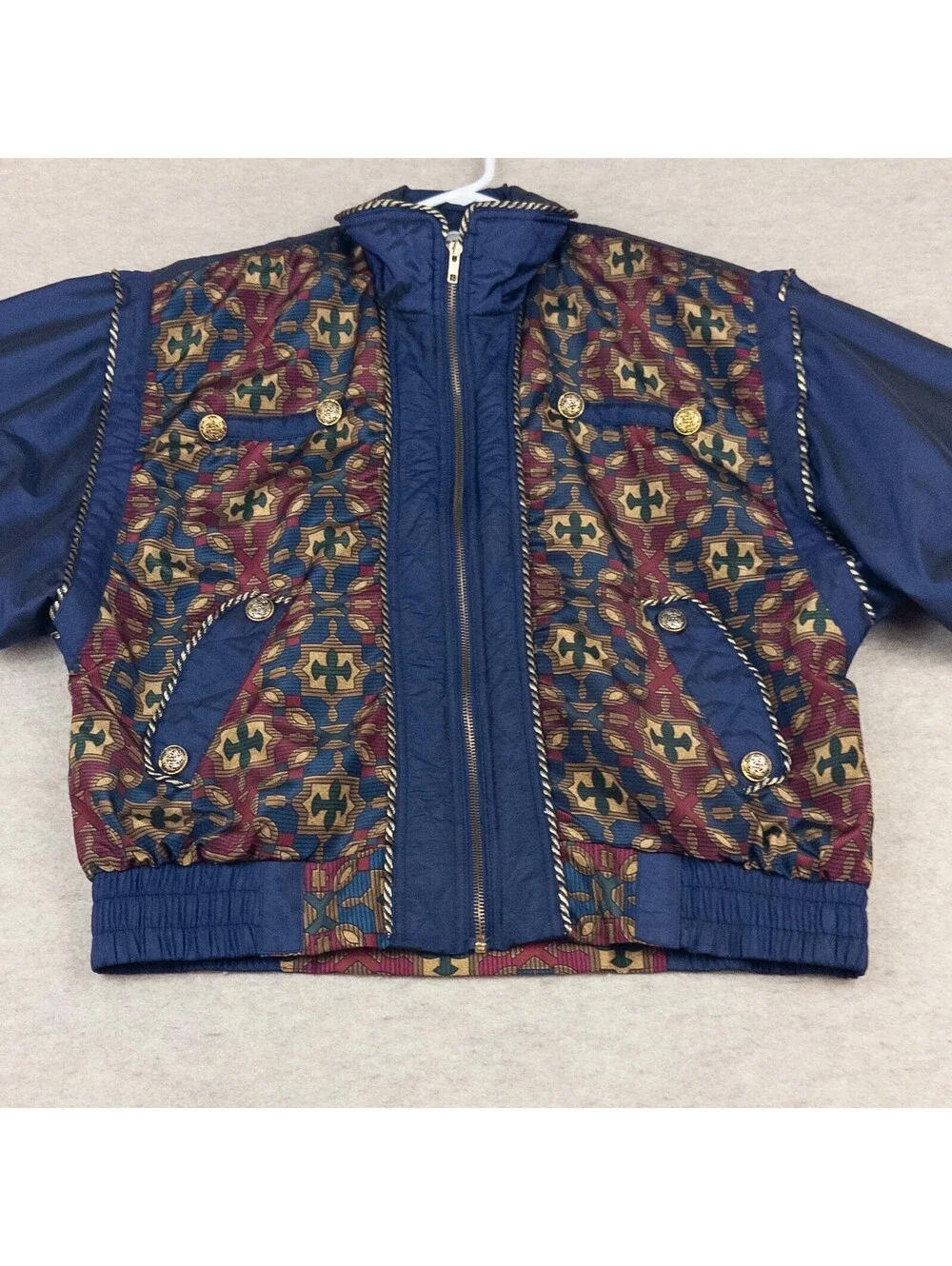 Westbound Sport Vintage Patterned Bomber Jacket Large